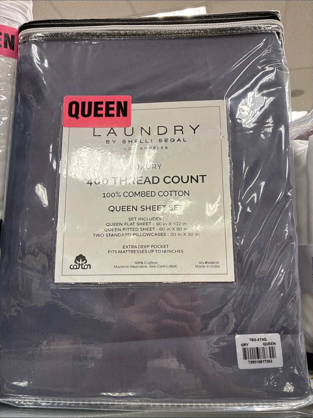 Laundry By Shelli Segal Queen Sheet Set in Gray
